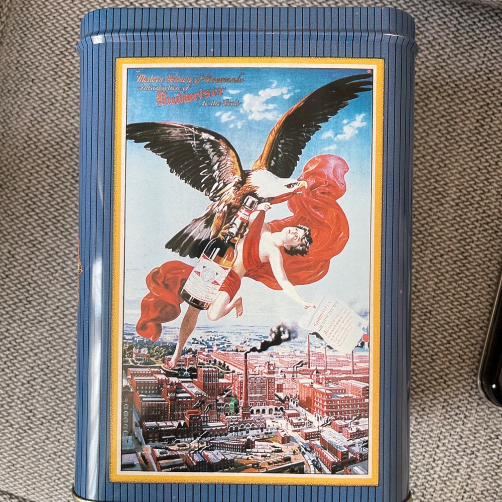 Anheuser-Busch Budweiser Collectible Tin Vintage Art Budweiser Girl Blue Eagle